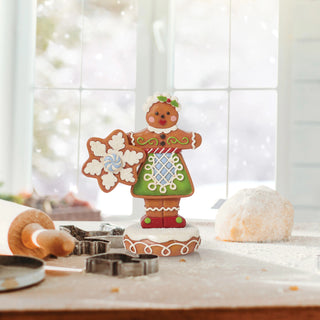 Jim Shore Heartwood Creek: Gingerbread Christmas Girl With Snowflake Figurine sparkle-castle