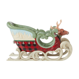 Jim Shore Heartwood Creek: Highland Glen Large Sleigh Figurine - SIGNED sparkle-castle
