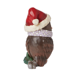 Jim Shore Heartwood Creek: Owl In Santa Hat & Scarf Mini Figurine sparkle-castle