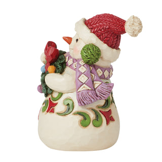 Jim Shore Heartwood Creek: Snowman Holding Wreath Mini Figurine sparkle-castle