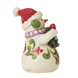Jim Shore Heartwood Creek: Snowman Holding Wreath Mini Figurine sparkle-castle