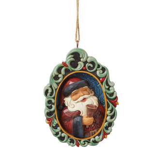 Jim Shore Heartwood Creek: Holiday Manor Santa In Frame Hanging Ornament sparkle-castle