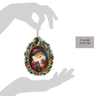 Jim Shore Heartwood Creek: Holiday Manor Santa In Frame Hanging Ornament sparkle-castle