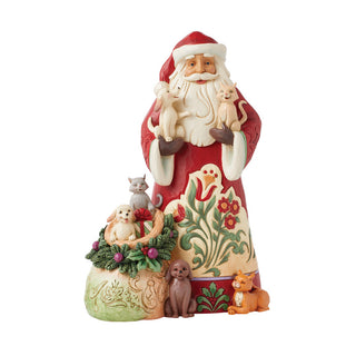 Jim Shore Heartwood Creek: Santa With Pet Cats & Dogs Figurine sparkle-castle