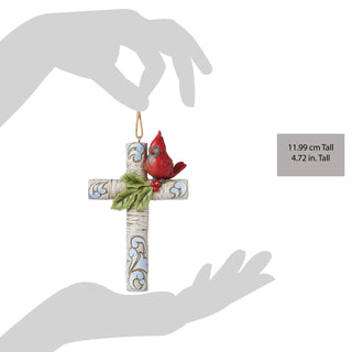 Jim Shore Heartwood Creek: Cardinal On Cross Hanging Ornament sparkle-castle