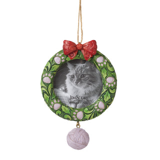 Jim Shore Heartwood Creek: Cat Wreath Frame Hanging Ornament sparkle-castle