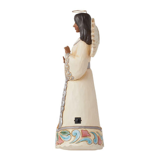 Jim Shore Heartwood Creek: White Woodland LED Open Scene African American Nativity Angel Figurine sparkle-castle