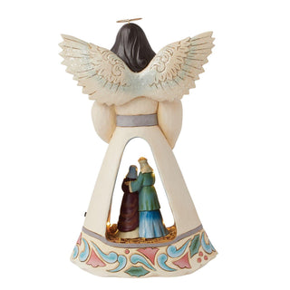 Jim Shore Heartwood Creek: White Woodland LED Open Scene African American Nativity Angel Figurine sparkle-castle