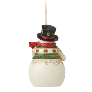 Jim Shore Heartwood Creek: Roly Snowman With Cardinal Hanging Ornament sparkle-castle