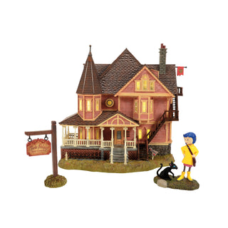 Department 56 Fright Ave: Coraline - The Pink Palace Apartments, Set of 3 sparkle-castle