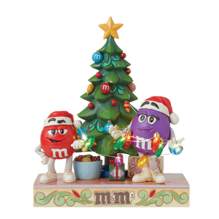 Jim Shore M&M'S: Red and Purple M&M's With Christmas Tree Figurine sparkle-castle
