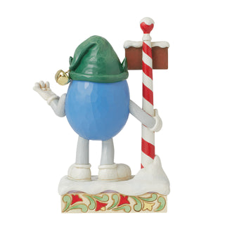Jim Shore M&M'S: Blue M&M With North Pole Sign Figurine - SIGNED sparkle-castle