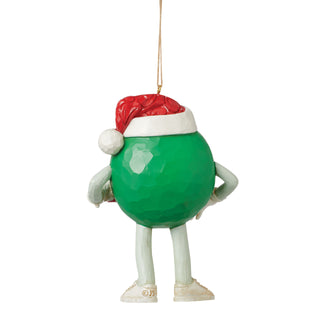 Jim Shore M&M's: Green M&M With Santa Hat Hanging Ornament sparkle-castle