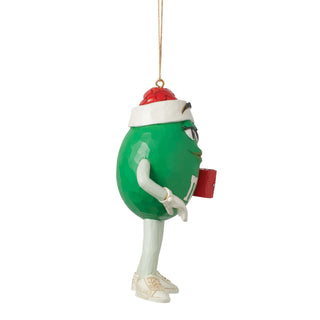 Jim Shore M&M's: Green M&M With Santa Hat Hanging Ornament sparkle-castle