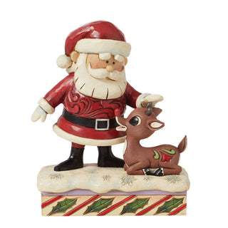Jim Shore Rudolph Traditions: Santa Petting Rudolph Figurine sparkle-castle