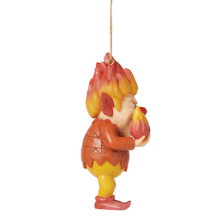 Jim Shore The Year Without A Santa Claus: Heat Miser Holding Fire Hanging Ornament sparkle-castle