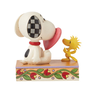 Jim Shore Peanuts: Woodstock & Snoopy With Nose Through Heart Figurine sparkle-castle