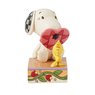 Jim Shore Peanuts: Woodstock & Snoopy With Nose Through Heart Figurine sparkle-castle