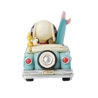 Jim Shore Peanuts: Snoopy & Woodstock In Car With Surfboards Figurine sparkle-castle