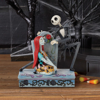 Jim Shore Disney Traditions: Jack & Sally Gravestone Figurine sparkle-castle