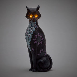 Jim Shore Heartwood Creek: Vintage Cat with LED Glow Eyes Figurine sparkle-castle
