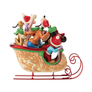 Jim Shore Disney Traditions: Mickey & Friends In Sleigh Figurine sparkle-castle
