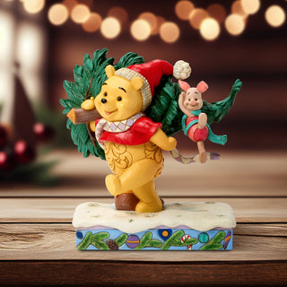 Jim Shore Disney Traditions: Pooh and Piglet Christmas Tree Figurine sparkle-castle