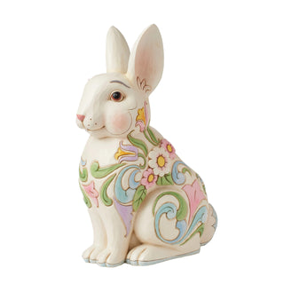 Jim Shore Heartwood Creek: White Floral Rabbit Planter sparkle-castle