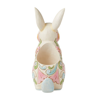 Jim Shore Heartwood Creek: White Floral Rabbit Planter sparkle-castle