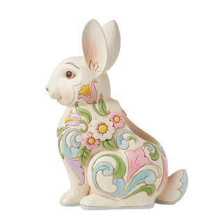 Jim Shore Heartwood Creek: White Floral Rabbit Planter sparkle-castle