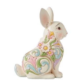 Jim Shore Heartwood Creek: White Floral Rabbit Planter sparkle-castle