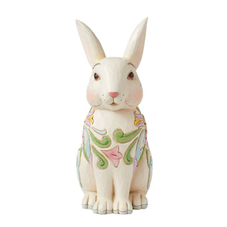 Jim Shore Heartwood Creek: White Floral Rabbit Planter sparkle-castle
