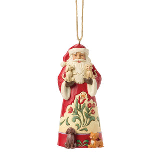Jim Shore Heartwood Creek: Santa With Pets Hanging Ornament sparkle-castle