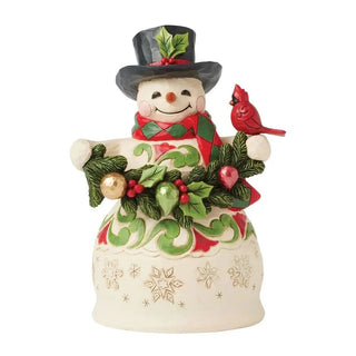 Jim Shore Heartwood Creek: Snowman With Garland & Cardinal Figurine sparkle-castle