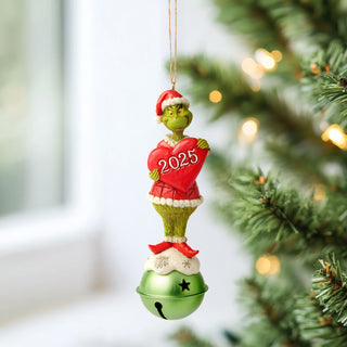 Jim Shore The Grinch: Grinch on Bell Dated 2025 Hanging Ornament sparkle-castle