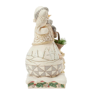 Jim Shore Heartwood Creek: White Woodland Snowman With Basket Figurine sparkle-castle