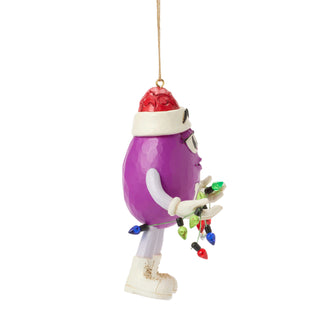 Jim Shore M&M's: Purple M&M With Strand of Lights Hanging Ornament sparkle-castle