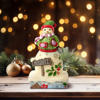 Jim Shore Hershey: Snowman with Hershey Sign Figurine sparkle-castle