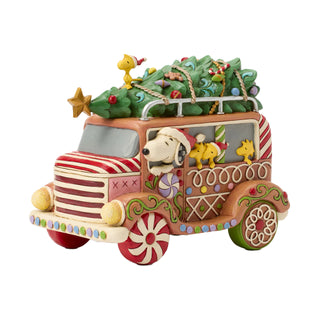 Jim Shore Peanuts: Peanuts Gingerbread Van Figurine sparkle-castle