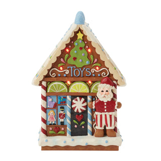 Jim Shore Heartwood Creek: Gingerbread Christmas LED Toy Shop Figurine sparkle-castle