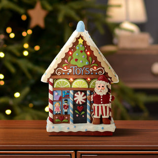 Jim Shore Heartwood Creek: Gingerbread Christmas LED Toy Shop Figurine sparkle-castle