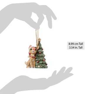 Jim Shore Rudolph Traditions: White Woodland Rudolph with Tree Hanging Ornament sparkle-castle