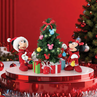 Department 56 Possible Dreams Disney: Mickey & Minnie Decorating a Lit Tree Figurine, Set of 3 sparkle-castle