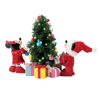 Department 56 Possible Dreams Disney: Mickey & Minnie Decorating a Lit Tree Figurine, Set of 3 sparkle-castle