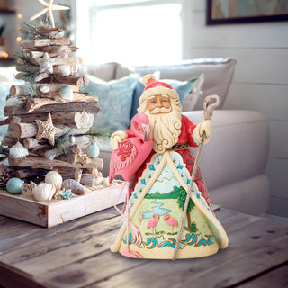 Jim Shore Heartwood Creek: Coastal Santa With Flamingo Figurine sparkle-castle