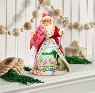 Jim Shore Heartwood Creek: Coastal Santa With Flamingo Figurine sparkle-castle