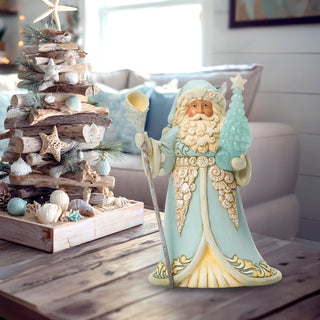 Jim Shore Heartwood Creek: Coastal Santa With Sea Glass Tree Figurine sparkle-castle