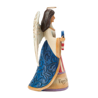 Jim Shore Heartwood Creek: Patriotic Angel Holding Heart Flag Figurine sparkle-castle