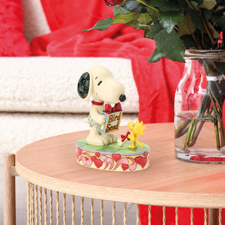 Jim Shore Peanuts: Snoopy & Woodstock Exchanging Gifts Figurine sparkle-castle