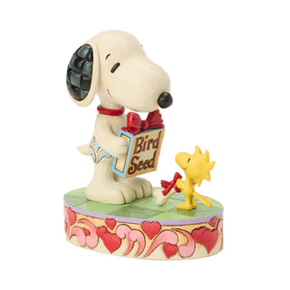 Jim Shore Peanuts: Snoopy & Woodstock Exchanging Gifts Figurine sparkle-castle
